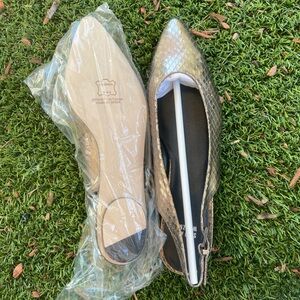 Stuart Weitzman Gold Snake Print Flats